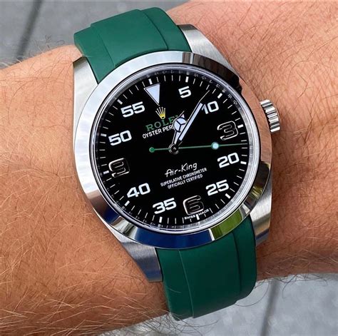 rolex air king green rubber strap|Rolex Air-King rubber.